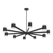 Dainolite Wilson 48in 20-Light Chandelier | Modern Matte Black and Frosted Acrylic | Dining Room & Foyer | 48 x 48 x 4.75 in | Model WLS-48140LEDC-MB