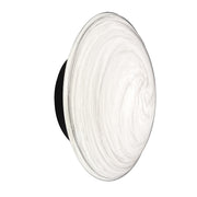 Dainolite Wenona 7in 1-Light Wall Sconce | Contemporary Matte Black and White Swirl Glass | Bedroom & Office | Model WNA-75LEDW-MB-SWL