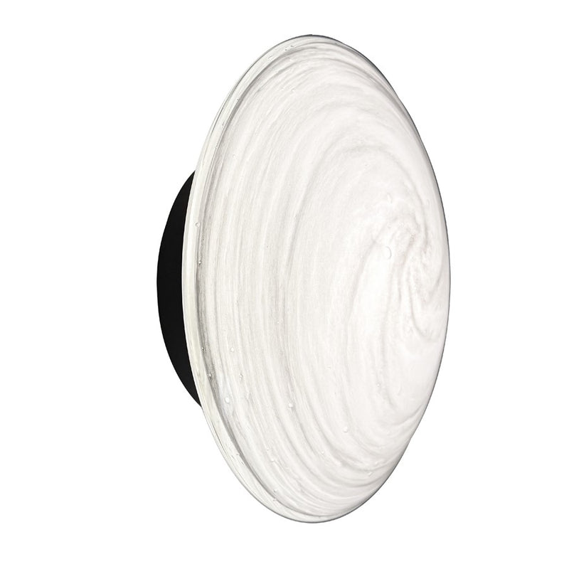Dainolite Wenona 7in 1-Light Wall Sconce | Contemporary Matte Black and White Swirl Glass | Bedroom & Office | Model WNA-75LEDW-MB-SWL