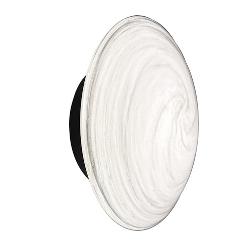 Dainolite Wenona 7in 1-Light Wall Sconce | Contemporary Matte Black and White Swirl Glass | Bedroom & Office | Model WNA-75LEDW-MB-SWL