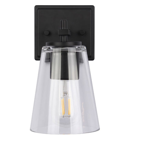 Dainolite Wenda 1 Light Wall Sconce, Matte Black/Clear - WND-51W-MB