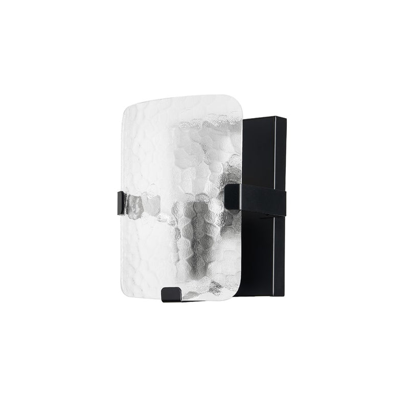 Dainolite Winnie 8in 1-Light Wall Sconce | Contemporary Matte Black and Clear Pattern Glass | Bedroom & Hallway Accent | Model WNE-81W-MB-CLR