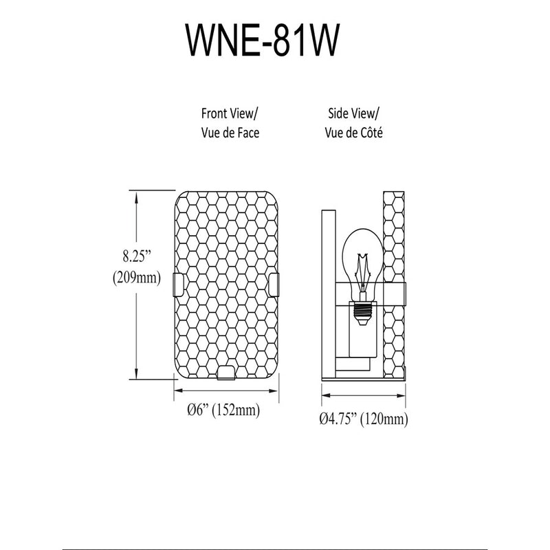 Dainolite Winnie 8in 1-Light Wall Sconce | Contemporary Matte Black and Clear Pattern Glass | Bedroom & Hallway Accent | Model WNE-81W-MB-CLR