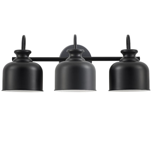 Dainolite Wrigley 21.5in 3-Light Vanity | Transitional Matte Black Metal | Bathroom & Powder Room | 7 x 21.5 x 8.25 in | Model WRG-213W-MB