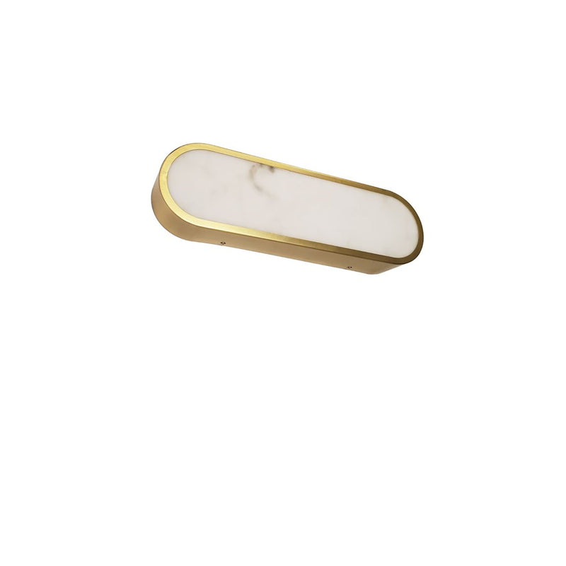 Dainolite Walsh 16in 1-Light Wall Sconce | Contemporary Aged Brass and Alabaster Faux Alabaster | Hallway & Living Room | Model WSH-1620LEDW-AGB