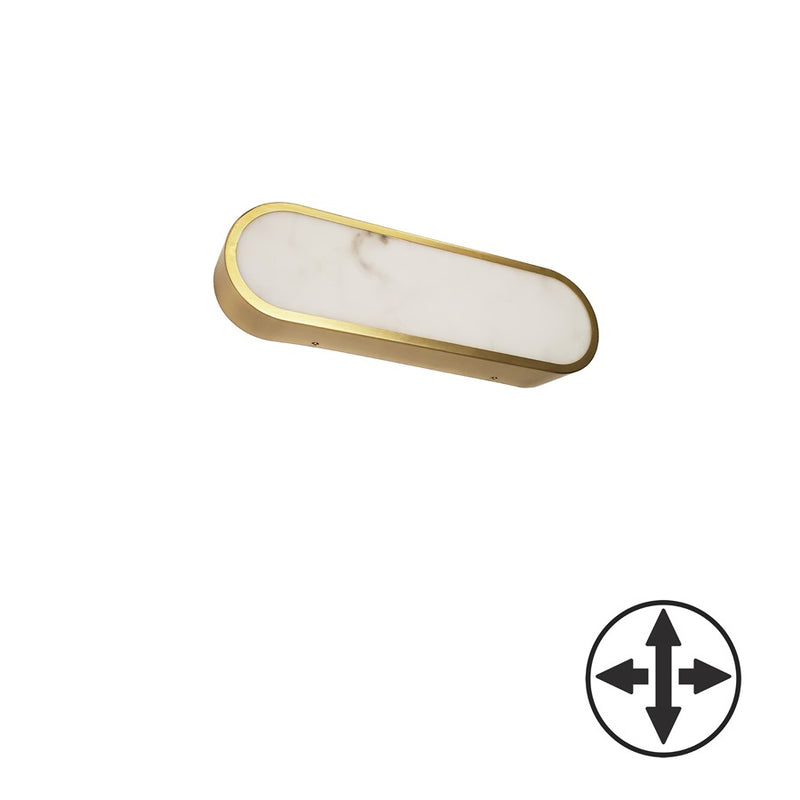 Dainolite Walsh 16in 1-Light Wall Sconce | Contemporary Aged Brass and Alabaster Faux Alabaster | Hallway & Living Room | Model WSH-1620LEDW-AGB