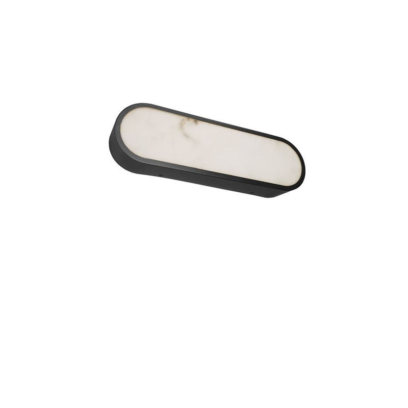 Dainolite Walsh 16in 1-Light Wall Sconce | Contemporary Matte Black and Alabaster Faux Alabaster | Hallway & Living Room | Model WSH-1620LEDW-MB