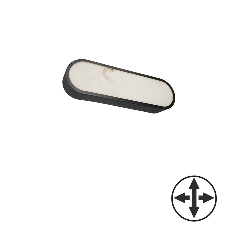 Dainolite Walsh 16in 1-Light Wall Sconce | Contemporary Matte Black and Alabaster Faux Alabaster | Hallway & Living Room | Model WSH-1620LEDW-MB