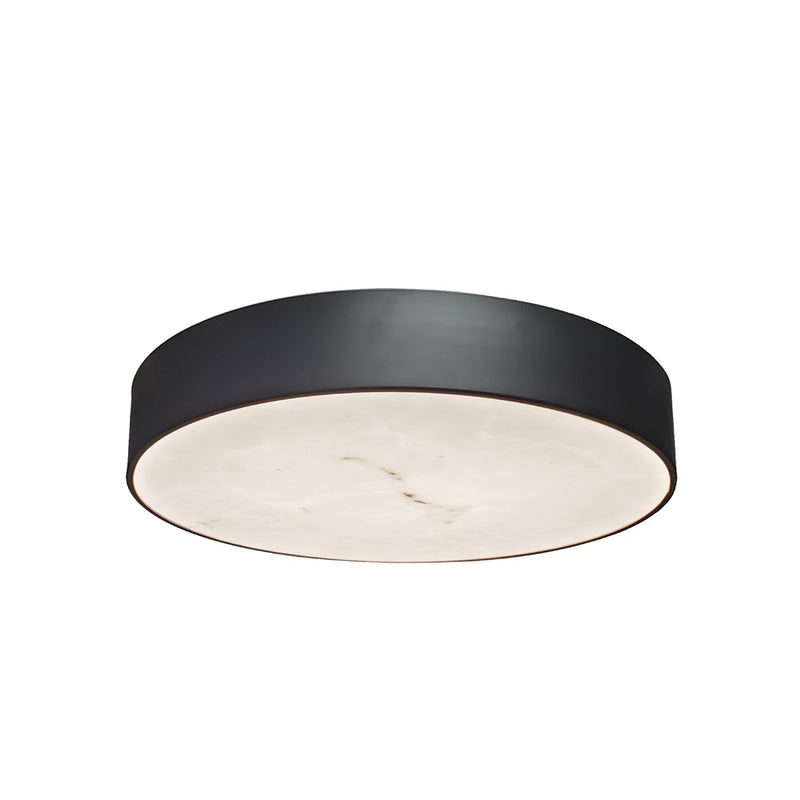 Dainolite Walsh 16in 1-Light LED Flush Mount | Contemporary Matte Black and Alabaster Faux Alabaster | Bedroom & Hallway | Model WSH-1630LEDFH-MB