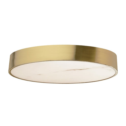 Dainolite Walsh 20in 1-Light LED Flush Mount | Contemporary Aged Brass and Alabaster Faux Alabaster | Living Room & Bedroom | Model WSH-2040LEDFH-AGB