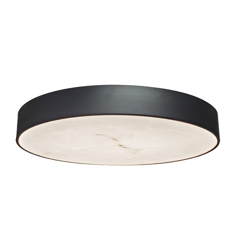 Dainolite Walsh 20in 1-Light LED Flush Mount | Contemporary Matte Black and Alabaster Faux Alabaster | Living Room & Bedroom | Model WSH-2040LEDFH-MB