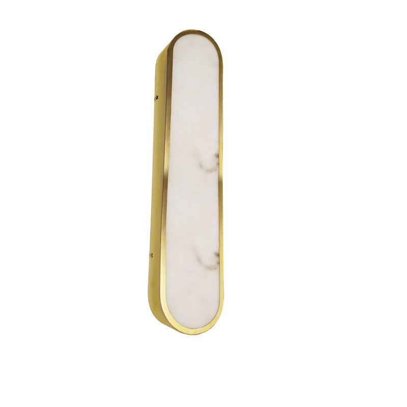 Dainolite Walsh 22in 1-Light LED Wall Sconce | Contemporary Aged Brass and Alabaster Faux Alabaster | Hallway & Living Room | Model WSH-2230LEDW-AGB