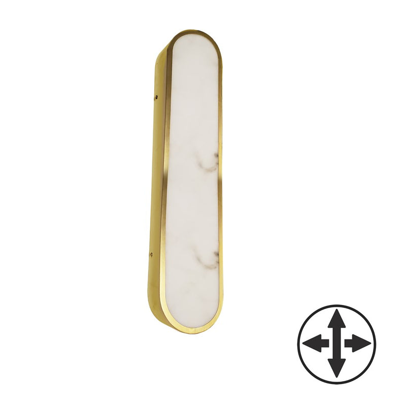 Dainolite Walsh 22in 1-Light LED Wall Sconce | Contemporary Aged Brass and Alabaster Faux Alabaster | Hallway & Living Room | Model WSH-2230LEDW-AGB