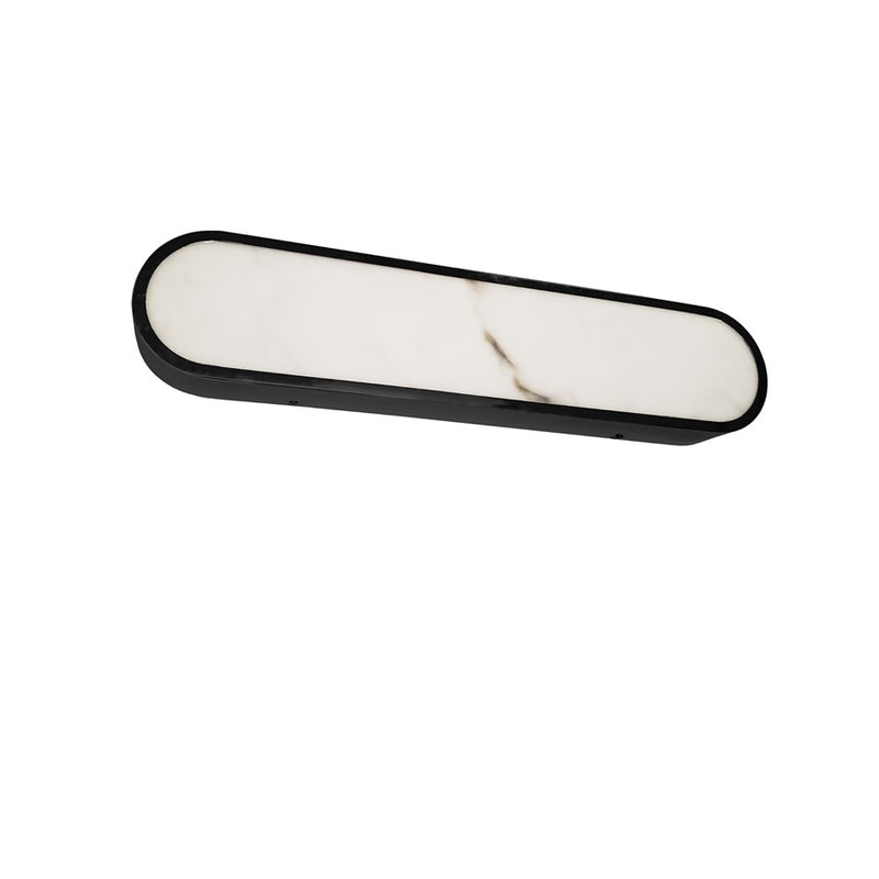 Dainolite Walsh 22in 1-Light Wall Sconce | Contemporary Matte Black and Alabaster Faux Alabaster | Hallway & Living Room | Model WSH-2230LEDW-MB