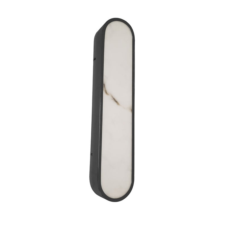 Dainolite Walsh 22in 1-Light Wall Sconce | Contemporary Matte Black and Alabaster Faux Alabaster | Hallway & Living Room | Model WSH-2230LEDW-MB