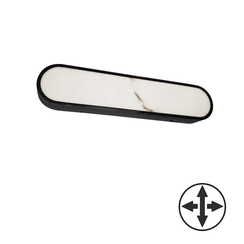 Dainolite Walsh 22in 1-Light Wall Sconce | Contemporary Matte Black and Alabaster Faux Alabaster | Hallway & Living Room | Model WSH-2230LEDW-MB