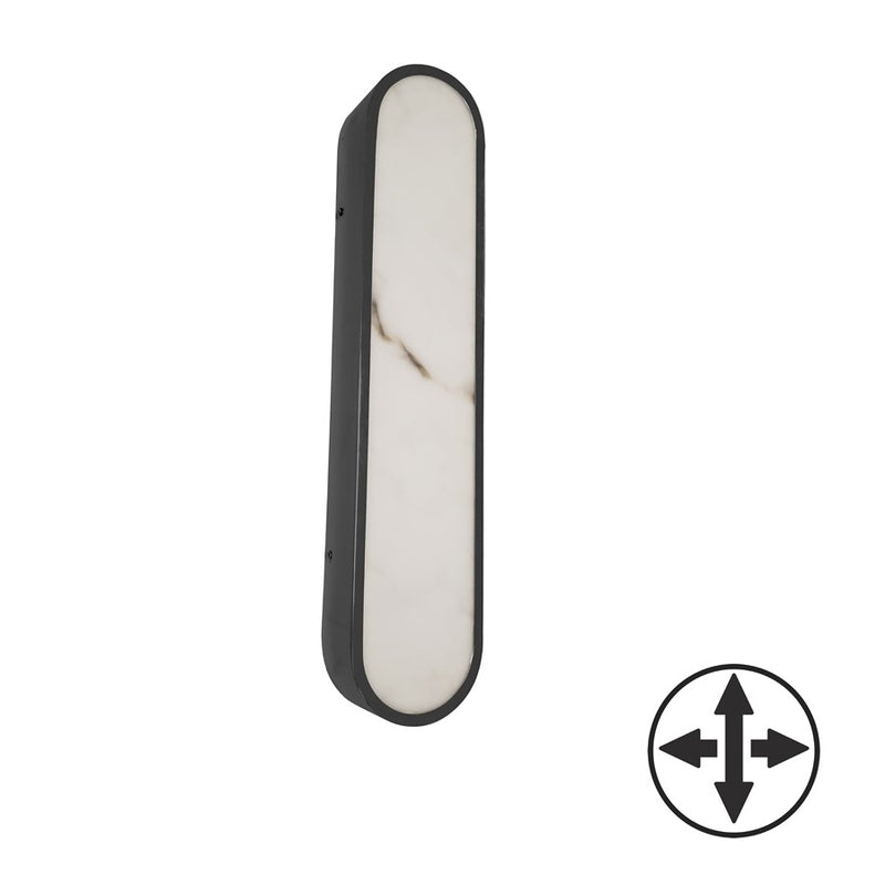 Dainolite Walsh 22in 1-Light Wall Sconce | Contemporary Matte Black and Alabaster Faux Alabaster | Hallway & Living Room | Model WSH-2230LEDW-MB