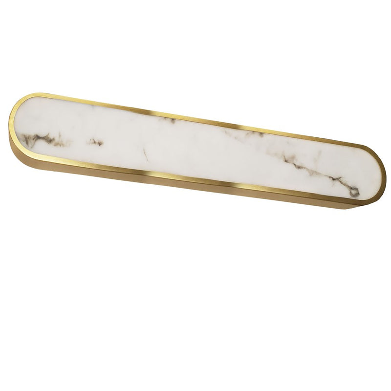 Dainolite Walsh 32in 1-Light Wall Sconce | Contemporary Aged Brass and Alabaster Faux Alabaster | Hallway & Living Room | Model WSH-3240LEDW-AGB