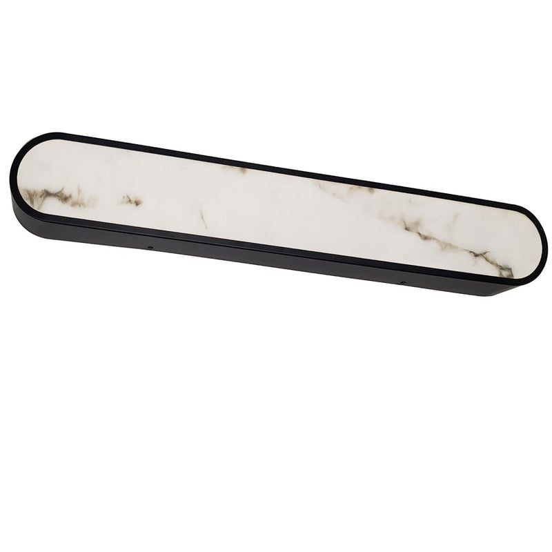 Dainolite Walsh 32in 1-Light Wall Sconce | Contemporary Matte Black and Alabaster Faux Alabaster | Hallway & Living Room | Model WSH-3240LEDW-MB