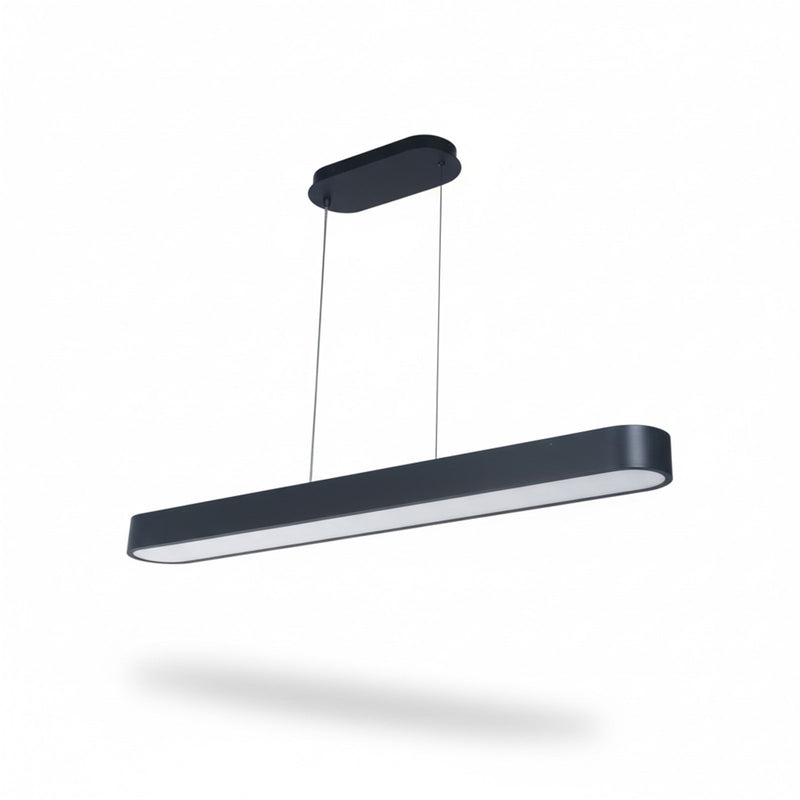 Dainolite Walsh 40in 1-Light LED Linear Pendant | Contemporary Matte Black Metal and Alabaster Acrylic | Kitchen Island & Dining | Model WSH-4050LEDHP-MB