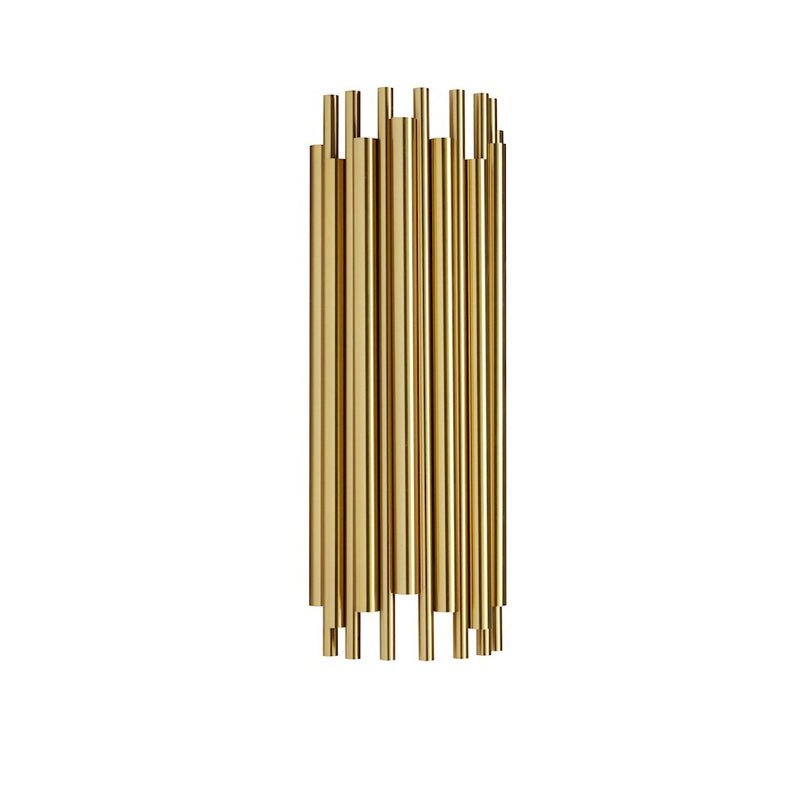 Dainolite Weslyn 18in 2-Light Wall Sconce | Contemporary Aged Brass and Matte Black Metal | Bedroom & Hallway | 7 x 4 x 18 in | Model WSL-182W-AGB