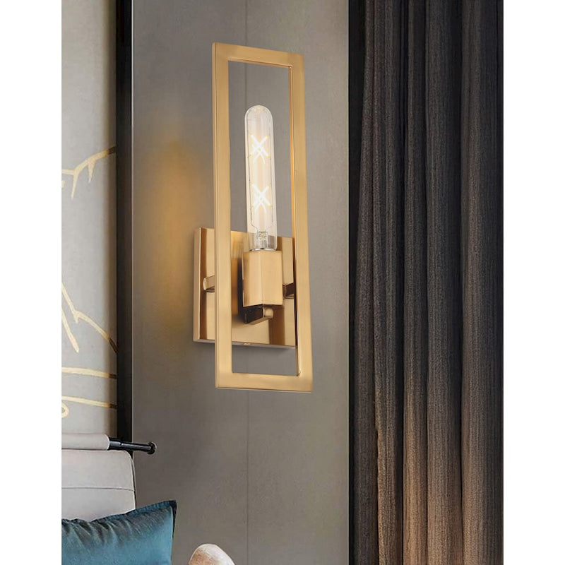 Dainolite Wisteria 14in 1-Light Wall Sconce | Contemporary Aged Brass Metal | Bedroom & Hallway Accent | 4 x 2 x 14 in | Model WTS-141W-AGB