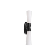 Dainolite Whitney 24in 2-Light Wall Sconce | Transitional Matte Black and White Glass | Hallway & Office | 4.75 x 5.25 x 24 in | Model WTY-192W-MB