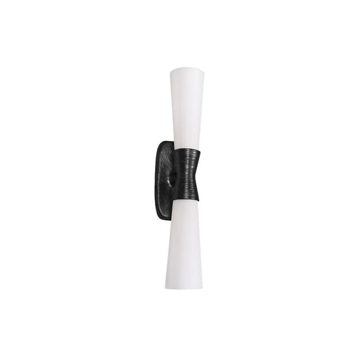 Dainolite Whitney 24in 2-Light Wall Sconce | Transitional Matte Black and White Glass | Hallway & Office | 4.75 x 5.25 x 24 in | Model WTY-192W-MB