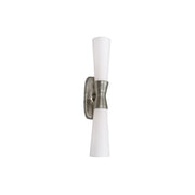 Dainolite Whitney 24in 2-Light Wall Sconce | Transitional Silver Plaster and White Glass | Hallway & Bathroom Ambient Light | 24 x | Model WTY-192W-SLV