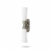 Dainolite Whitney 24in 2-Light Wall Sconce | Transitional Silver Plaster and White Glass | Hallway & Bathroom Ambient Light | 24 x | Model WTY-192W-SLV