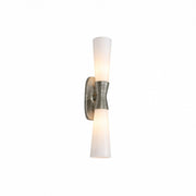 Dainolite Whitney 24in 2-Light Wall Sconce | Transitional Silver Plaster and White Glass | Hallway & Bathroom Ambient Light | 24 x | Model WTY-192W-SLV