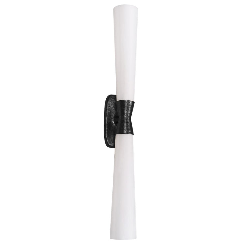 Dainolite Whitney 31.5in 2-Light Wall Sconce | Transitional Matte Black and White Glass | Hallway & Office | 6 x 7 x 31.5 in | Model WTY-312W-MB