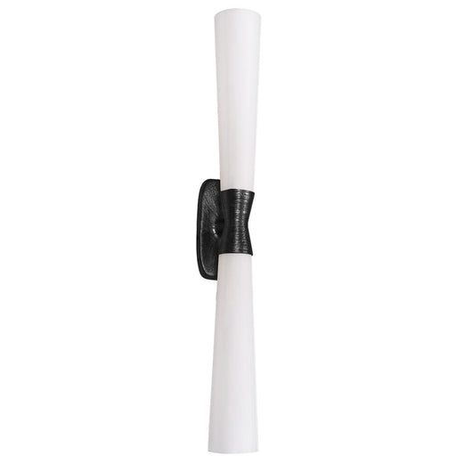 Dainolite Whitney 31.5in 2-Light Wall Sconce | Transitional Matte Black and White Glass | Hallway & Office | 6 x 7 x 31.5 in | Model WTY-312W-MB