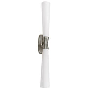 Dainolite Whitney 31.5in 2-Light Wall Sconce | Transitional Silver Plaster and White Glass | Hallway & Bathroom Accent | 31.5 x 4.75 | Model WTY-312W-SLV