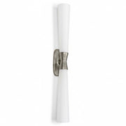 Dainolite Whitney 31.5in 2-Light Wall Sconce | Transitional Silver Plaster and White Glass | Hallway & Bathroom Accent | 31.5 x 4.75 | Model WTY-312W-SLV