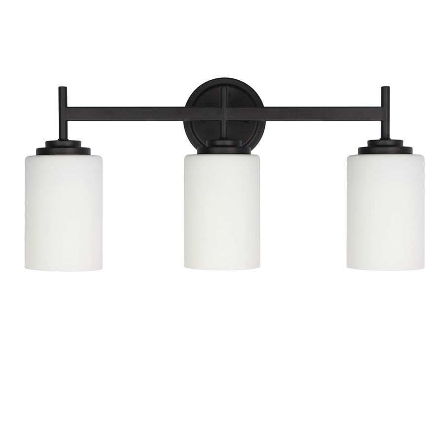 Dainolite Wynona 3 Light Bath/Vanity, Matte Black/Opal White - WYN-223W-MB