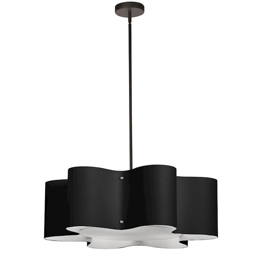 Dainolite Zulu 24in 3-Light Wave Drum Pendant | Modern Matte Black Fabric and Black Fabric Shade | Kitchen Island & Dining Room | Model ZUL-243-MB-BLK
