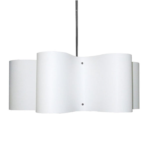 Dainolite Zulu 24in 3-Light Pendant | Modern White Fabric and Polished Chrome | Kitchen Island & Dining Room | 24 x 24 x 8.5 in | Model ZUL-243-PC-WH