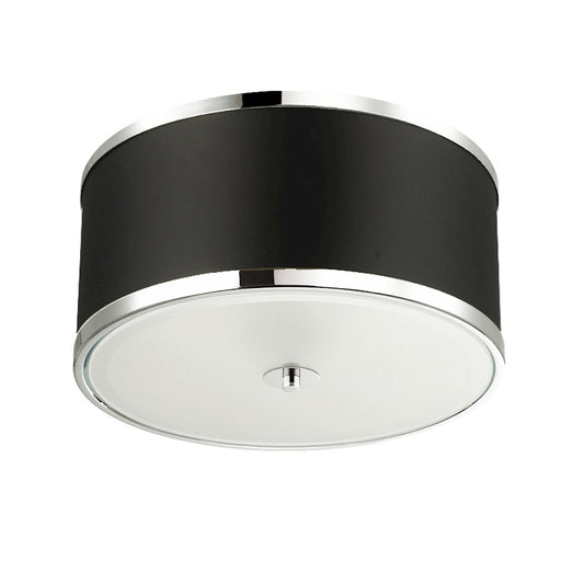 Dainolite Zuri 15in 3-Light Flush Mount | Modern Polished Chrome and Black Fabric Shade | Bedroom & Hallway Ceiling Light | 15 x | Model ZUR-153FH-PC-BK