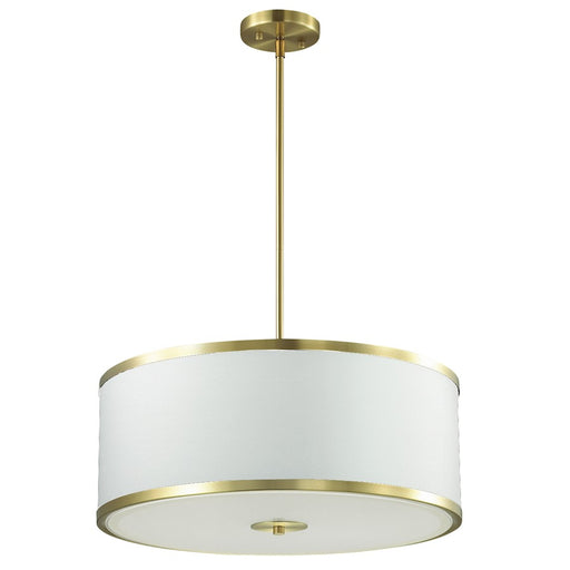 Dainolite Zuri 20in 4-Light Pendant | Aged Brass Metal and White Fabric Shade | Kitchen Island & Dining Room | 20 x 20 x 8 in | Model ZUR-402P-AGB-WH
