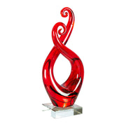Dale Tiffany Crimson Infinity Handcrafted Art Glass Sculpture | Contemporary Red & Black Curved Design | Living Room & Office Display | Model AS26034