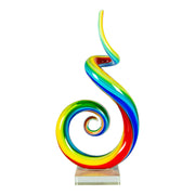 Dale Tiffany Rainbow Spiral Handcrafted Art Glass Sculpture | Vibrant Multi-Color Twisted Design | Living Room & Office Display | 3.25in | Model AS26035
