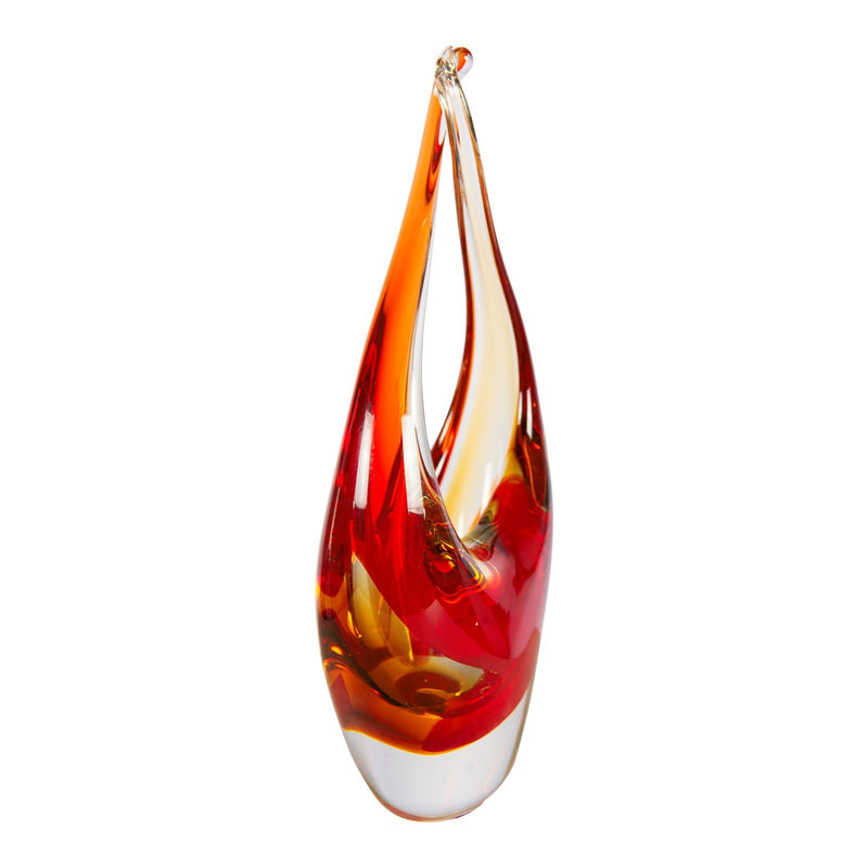 Dale Tiffany Sunset Embrace Handcrafted Art Glass Sculpture | Warm Orange & Red Flowing Design | Living Room & Office Display | 2.25in | Model AS26036