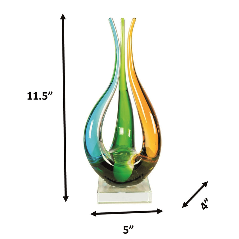 Dale Tiffany Harmony Trio Handcrafted Art Glass Sculpture | Blue, Green & Amber Three-Form Design | Living Room & Office Display | 4 x5in | Model AS26037