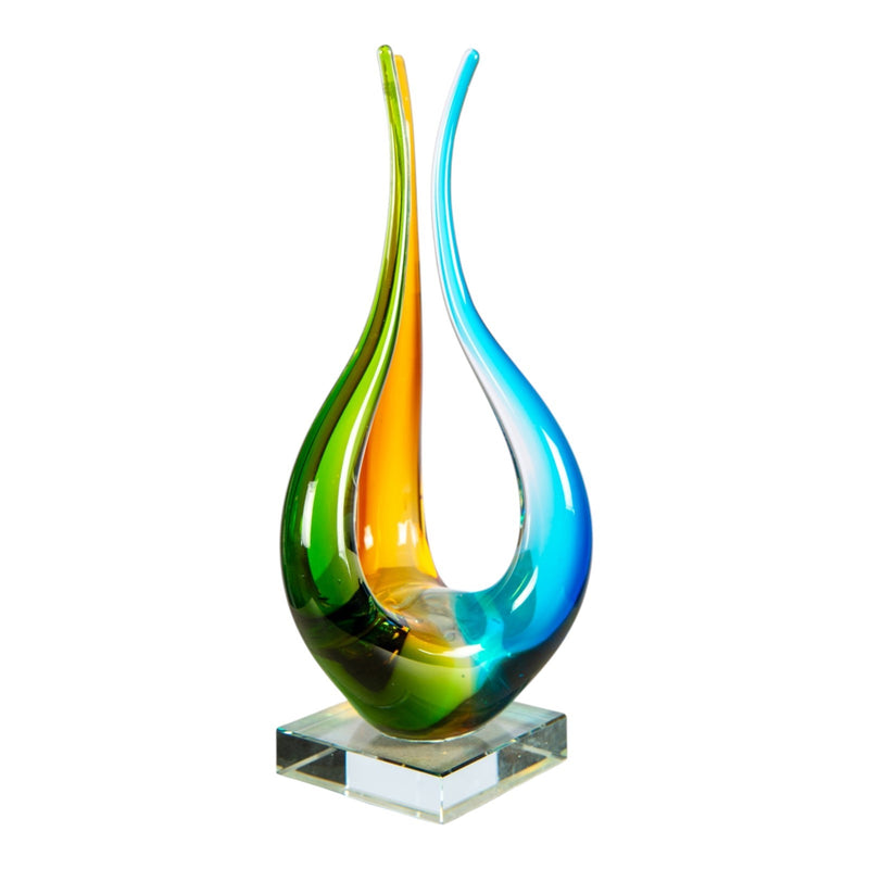 Dale Tiffany Harmony Trio Handcrafted Art Glass Sculpture | Blue, Green & Amber Three-Form Design | Living Room & Office Display | 4 x5in | Model AS26037