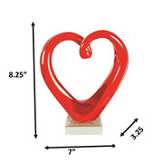 Dale Tiffany Ruby Heart Handcrafted Art Glass Sculpture | Open Heart Silhouette, Rich Ruby Red | Living Room & Bedroom Decor Accent | 3.25in | Model AS26041