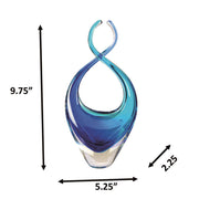 Dale Tiffany Azure Embrace Handcrafted Art Glass Sculpture | Open Curved Silhouette, Brilliant Azure Blue | Living Room & Coastal Decor | Model AS26043
