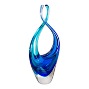 Dale Tiffany Azure Embrace Handcrafted Art Glass Sculpture | Open Curved Silhouette, Brilliant Azure Blue | Living Room & Coastal Decor | Model AS26043