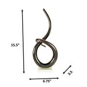 Dale Tiffany Midnight Spiral Handcrafted Art Glass Sculpture | Abstract Ribbon Form, Charcoal Black | Living Room & Contemporary Decor | Model AS26056