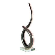 Dale Tiffany Midnight Spiral Handcrafted Art Glass Sculpture | Abstract Ribbon Form, Charcoal Black | Living Room & Contemporary Decor | Model AS26056